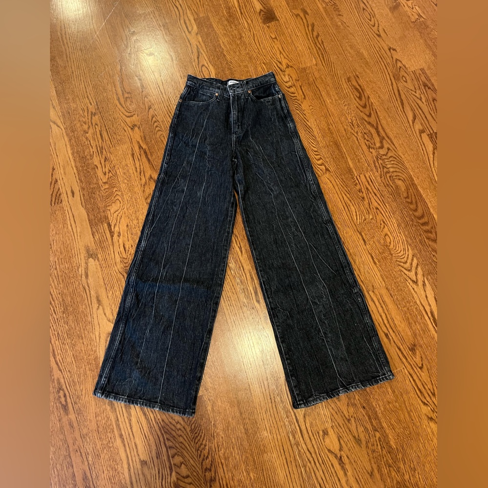 Wrangler wide leg black acid wash jeans, 24